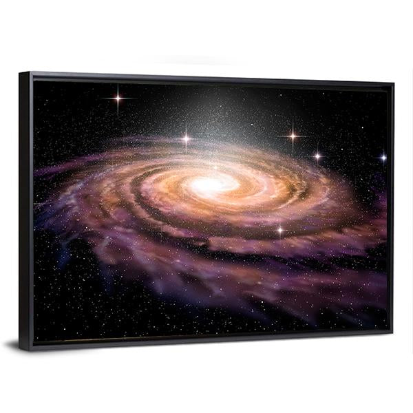 Spiral Galaxy In Deep Space Illustration Canvas Wall Art-5 Horizontal-Gallery Wrap-22" x 12"-Tiaracle