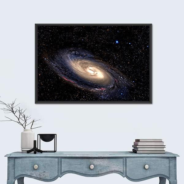 Spiral Galaxy In Deep Space With Star Field Canvas Wall Art-1 Piece-Floating Frame-24" x 16"-Tiaracle