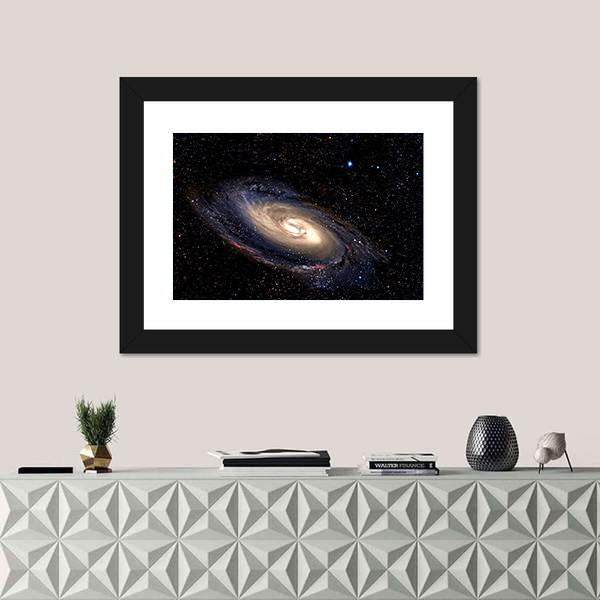 Spiral Galaxy In Deep Space With Star Field Canvas Wall Art-1 Piece-Framed Print-20" x 16"-Tiaracle