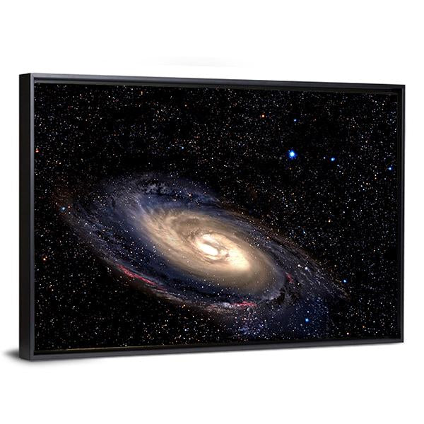 Spiral Galaxy In Deep Space With Star Field Canvas Wall Art-3 Horizontal-Gallery Wrap-25" x 16"-Tiaracle