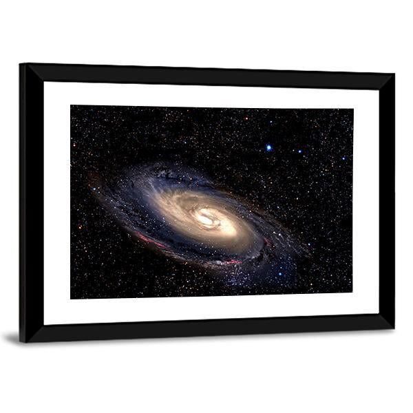 Spiral Galaxy In Deep Space With Star Field Canvas Wall Art-3 Horizontal-Gallery Wrap-25" x 16"-Tiaracle