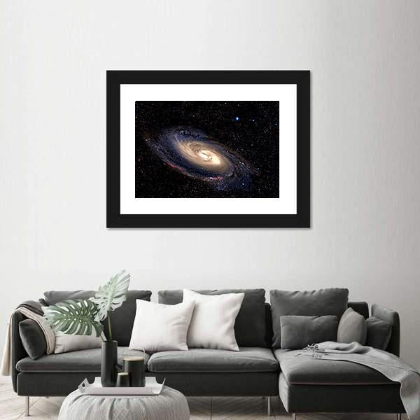 Spiral Galaxy In Deep Space With Star Field Canvas Wall Art-3 Horizontal-Gallery Wrap-25" x 16"-Tiaracle