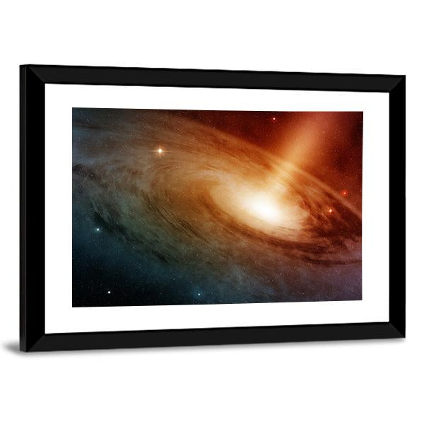 Spiral Galaxy System Glowing Into Deep Space Canvas Wall Art-3 Horizontal-Gallery Wrap-25" x 16"-Tiaracle