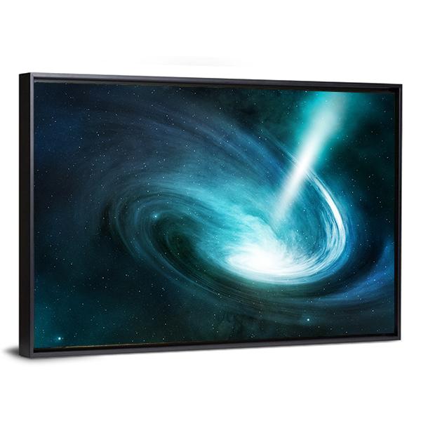 Spiral Nebula And Light Ray Canvas Wall Art-3 Horizontal-Gallery Wrap-25" x 16"-Tiaracle