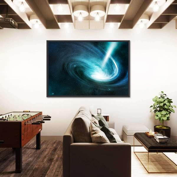 Spiral Nebula And Light Ray Canvas Wall Art-3 Horizontal-Gallery Wrap-25" x 16"-Tiaracle