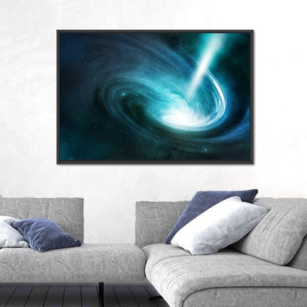 Spiral Nebula And Light Ray Canvas Wall Art-3 Horizontal-Gallery Wrap-25" x 16"-Tiaracle