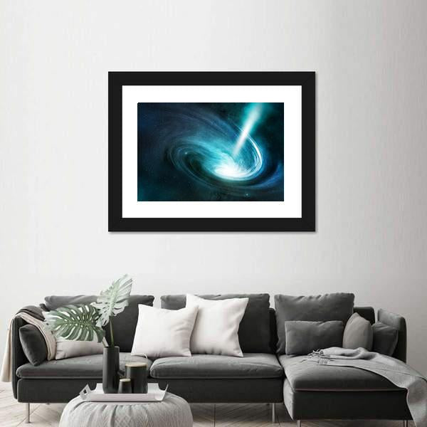 Spiral Nebula And Light Ray Canvas Wall Art-3 Horizontal-Gallery Wrap-25" x 16"-Tiaracle