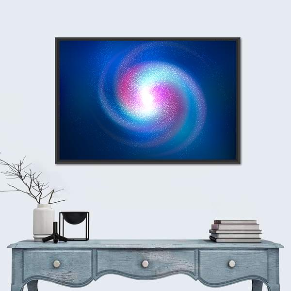 Spiral Nebula With Stars Canvas Wall Art-1 Piece-Floating Frame-24" x 16"-Tiaracle