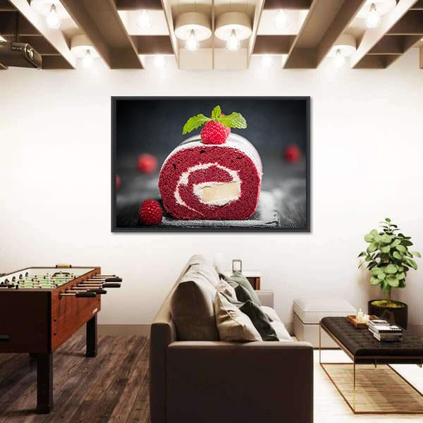 Sponge Swiss Roll Cake Canvas Wall Art-5 Horizontal-Gallery Wrap-22" x 12"-Tiaracle