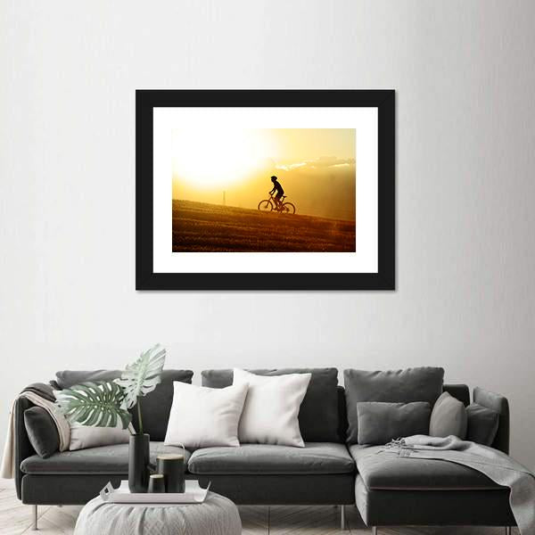 Sport Man Cycling Uphill Canvas Wall Art-1 Piece-Framed Print-20&quot; x 16&quot;-Tiaracle