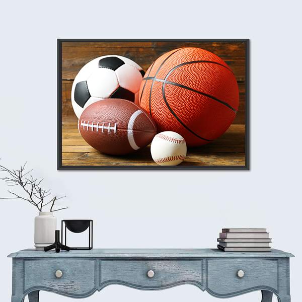 Sports Balls Canvas Wall Art-1 Piece-Floating Frame-36" x 24"-Tiaracle
