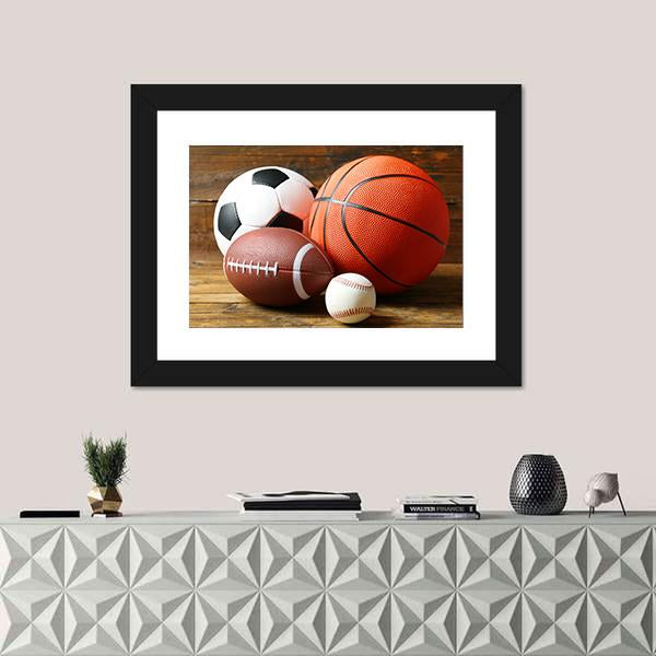 Sports Balls Canvas Wall Art-1 Piece-Framed Print-30" x 20"-Tiaracle