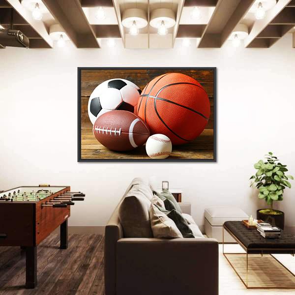 Sports Balls Canvas Wall Art-5 Horizontal-Gallery Wrap-22&quot; x 12&quot;-Tiaracle