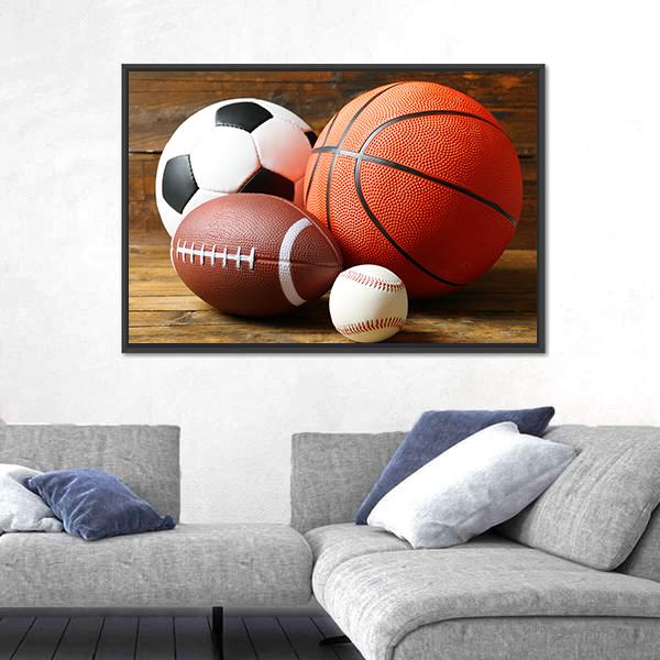 Sports Balls Canvas Wall Art-5 Horizontal-Gallery Wrap-22" x 12"-Tiaracle