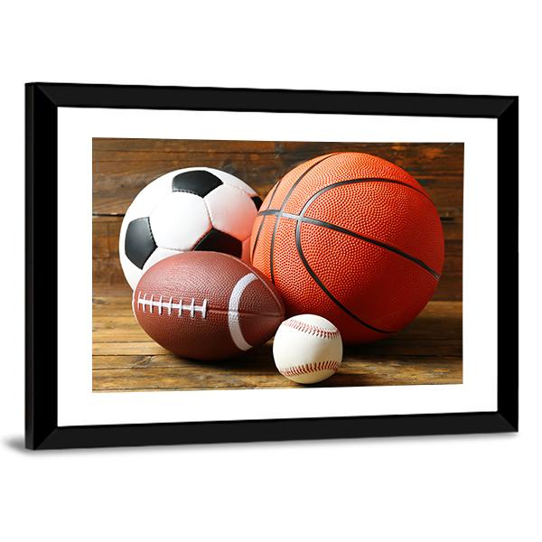 Sports Balls Canvas Wall Art-5 Horizontal-Gallery Wrap-22&quot; x 12&quot;-Tiaracle