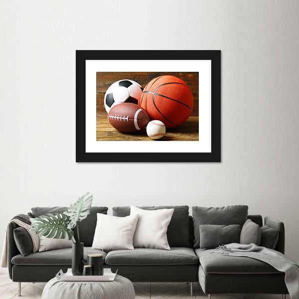 Sports Balls Canvas Wall Art-5 Horizontal-Gallery Wrap-22&quot; x 12&quot;-Tiaracle