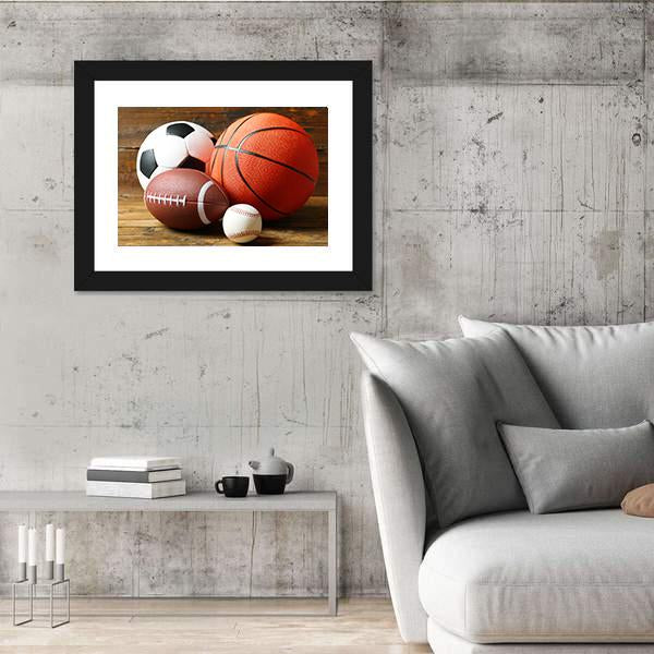 Sports Balls Canvas Wall Art-5 Horizontal-Gallery Wrap-22&quot; x 12&quot;-Tiaracle