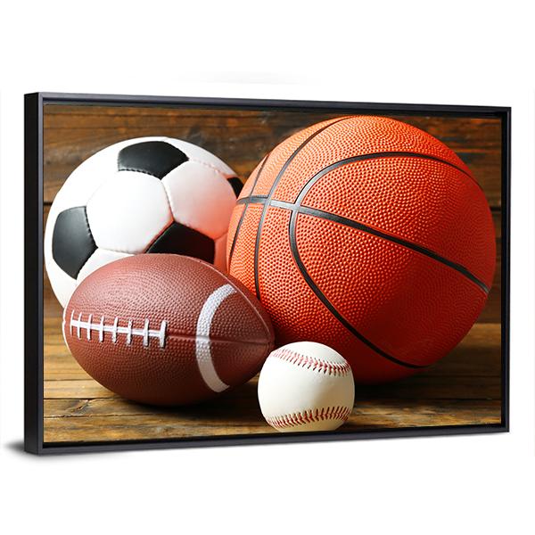 Sports Balls Canvas Wall Art-5 Horizontal-Gallery Wrap-22&quot; x 12&quot;-Tiaracle