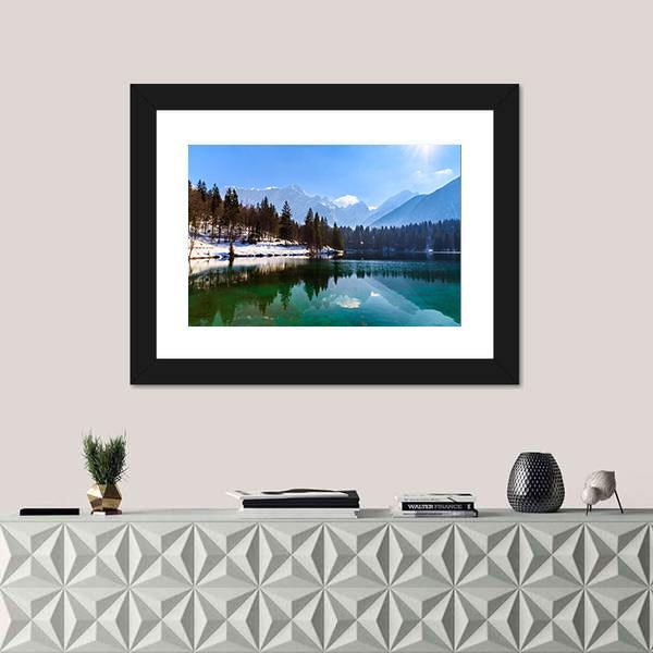 Spring At The Alpine Lake Canvas Wall Art-1 Piece-Framed Print-20" x 16"-Tiaracle