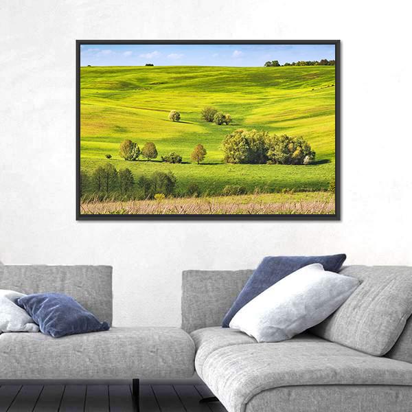 Spring Fields Covered With Fresh Grass Canvas Wall Art-3 Horizontal-Gallery Wrap-25" x 16"-Tiaracle