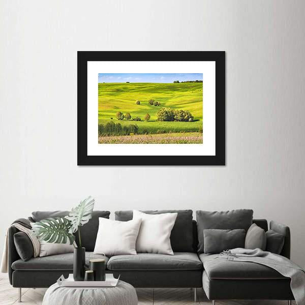 Spring Fields Covered With Fresh Grass Canvas Wall Art-3 Horizontal-Gallery Wrap-25" x 16"-Tiaracle