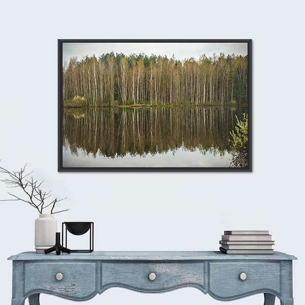 Spring Flood In Kaluga Region Canvas Wall Art-1 Piece-Floating Frame-24" x 16"-Tiaracle