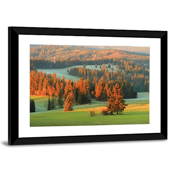 Spring Green Valley In Morning Canvas Wall Art-5 Horizontal-Gallery Wrap-22" x 12"-Tiaracle