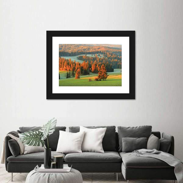 Spring Green Valley In Morning Canvas Wall Art-3 Horizontal-Gallery Wrap-25" x 16"-Tiaracle
