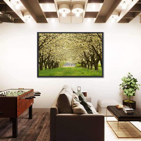 Spring In Cherry Orchard Poland Canvas Wall Art-5 Horizontal-Gallery Wrap-22" x 12"-Tiaracle