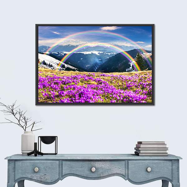 Spring In Wild Mountains Of Ukraine Canvas Wall Art-1 Piece-Floating Frame-36" x 24"-Tiaracle