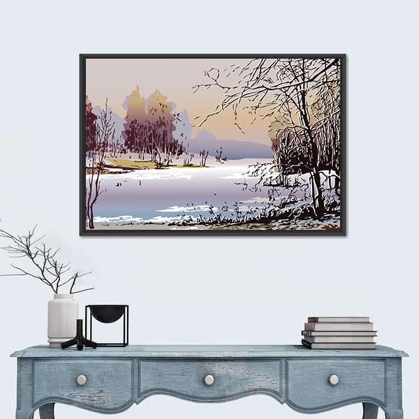 Spring Landscape In Sunny Weather Canvas Wall Art-1 Piece-Floating Frame-24" x 16"-Tiaracle