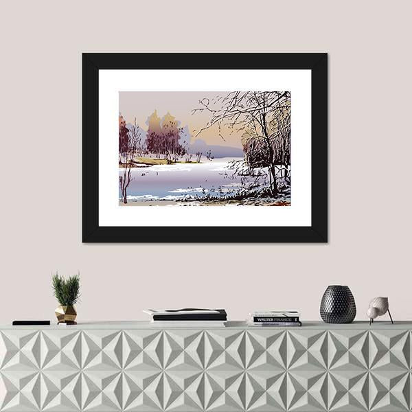 Spring Landscape In Sunny Weather Canvas Wall Art-1 Piece-Framed Print-20" x 16"-Tiaracle