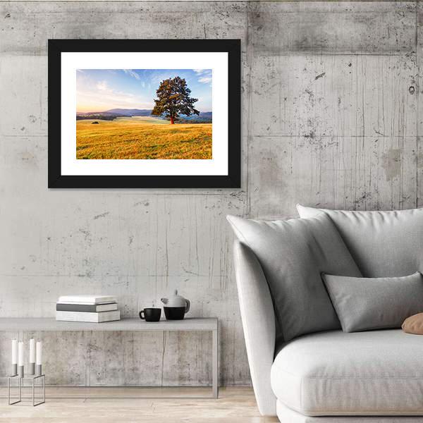 Spring Landscape With Tree And Sun Canvas Wall Art-3 Horizontal-Gallery Wrap-25" x 16"-Tiaracle