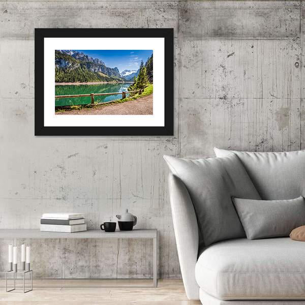 Spring Sunrise At Gosausee Lake Canvas Wall Art-5 Horizontal-Gallery Wrap-22" x 12"-Tiaracle