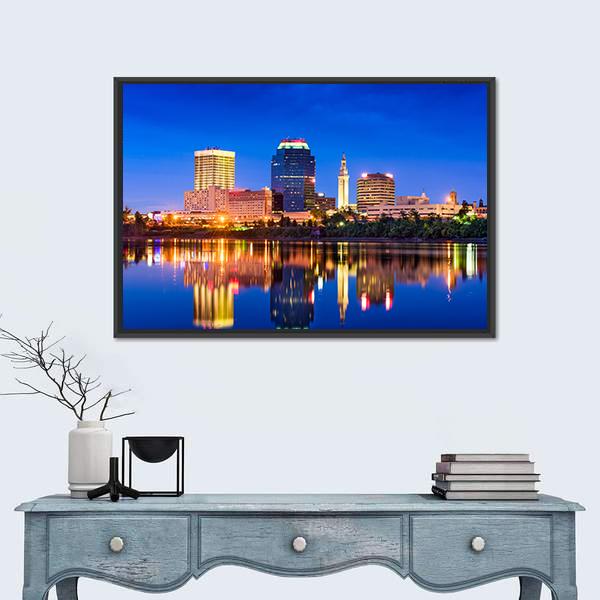 Springfield In Massachusetts Canvas Wall Art-1 Piece-Floating Frame-24" x 16"-Tiaracle