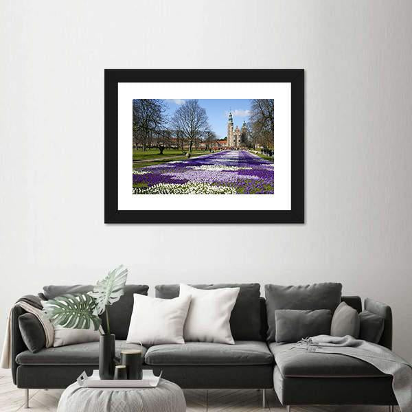 Springtime Rosenborg Castle In Copenhagen Canvas Wall Art-1 Piece-Framed Print-20" x 16"-Tiaracle