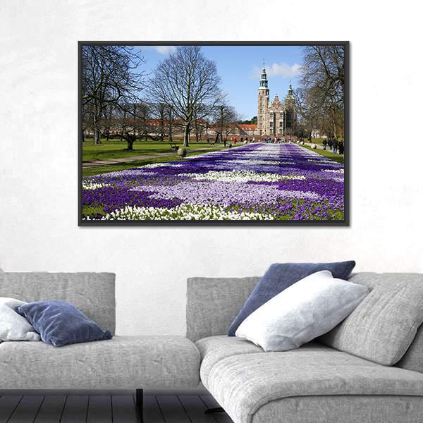 Springtime Rosenborg Castle In Copenhagen Canvas Wall Art-5 Horizontal-Gallery Wrap-22" x 12"-Tiaracle