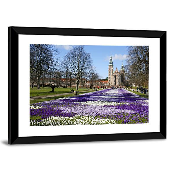 Springtime Rosenborg Castle In Copenhagen Canvas Wall Art-5 Horizontal-Gallery Wrap-22" x 12"-Tiaracle