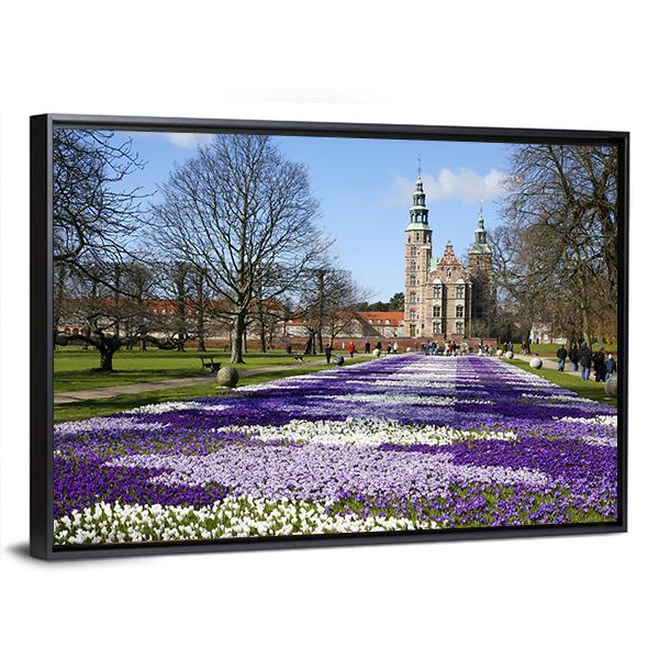 Springtime Rosenborg Castle In Copenhagen Canvas Wall Art-5 Horizontal-Gallery Wrap-22" x 12"-Tiaracle