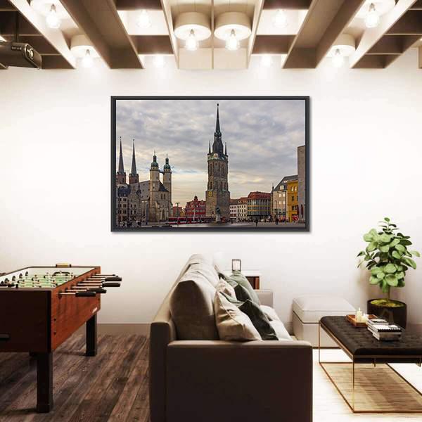 Square Market Of Halle Canvas Wall Art-1 Piece-Floating Frame-36" x 24"-Tiaracle