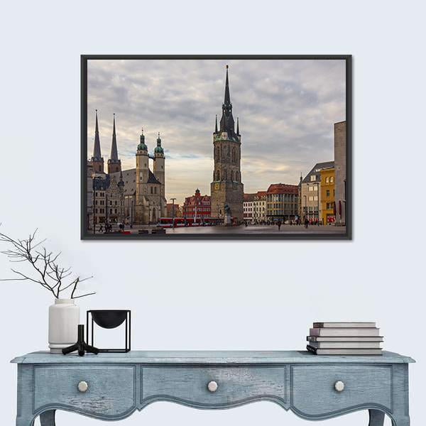 Square Market Of Halle Canvas Wall Art-5 Horizontal-Gallery Wrap-22" x 12"-Tiaracle