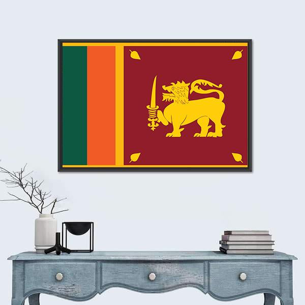 Sri Lanka Flag Canvas Wall Art-5 Horizontal-Gallery Wrap-22" x 12"-Tiaracle