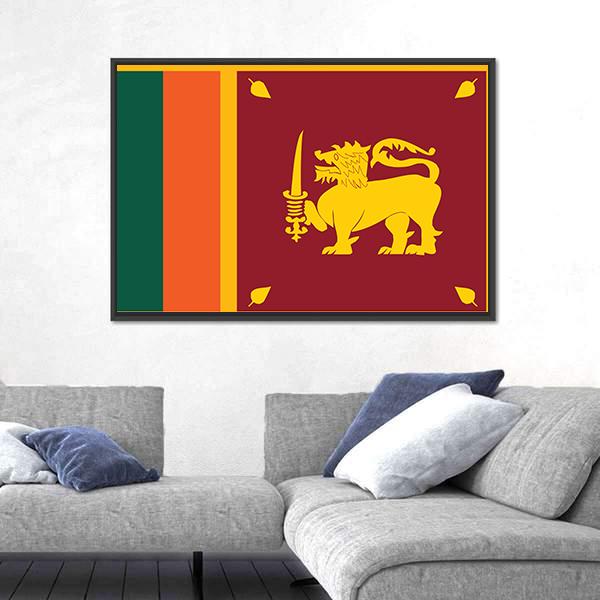 Sri Lanka Flag Canvas Wall Art-5 Horizontal-Gallery Wrap-22" x 12"-Tiaracle