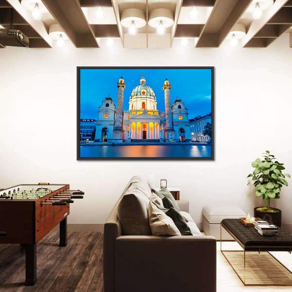 St Charles Church Canvas Wall Art-1 Piece-Floating Frame-24" x 16"-Tiaracle