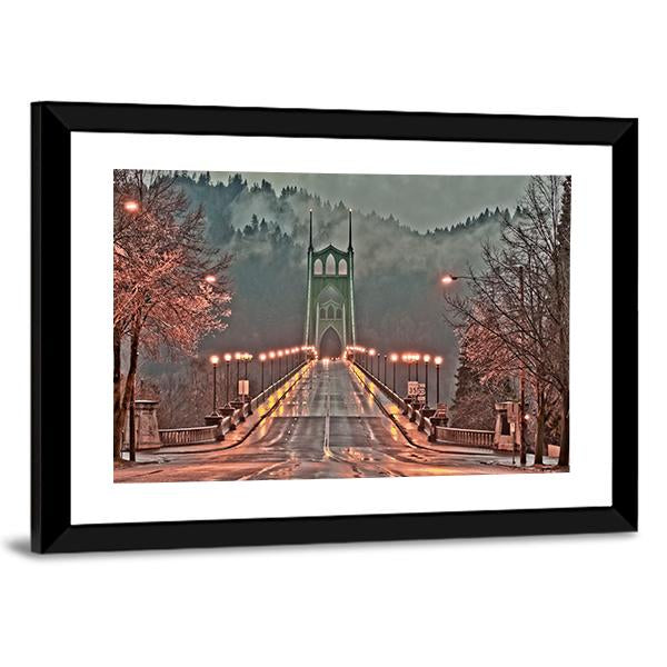 St Johns Bridge Canvas Wall Art-5 Horizontal-Gallery Wrap-22" x 12"-Tiaracle
