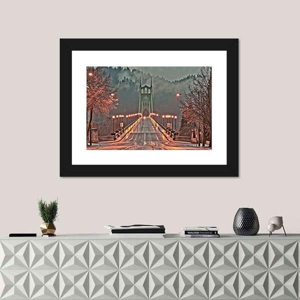 St Johns Bridge Canvas Wall Art-5 Horizontal-Gallery Wrap-22" x 12"-Tiaracle