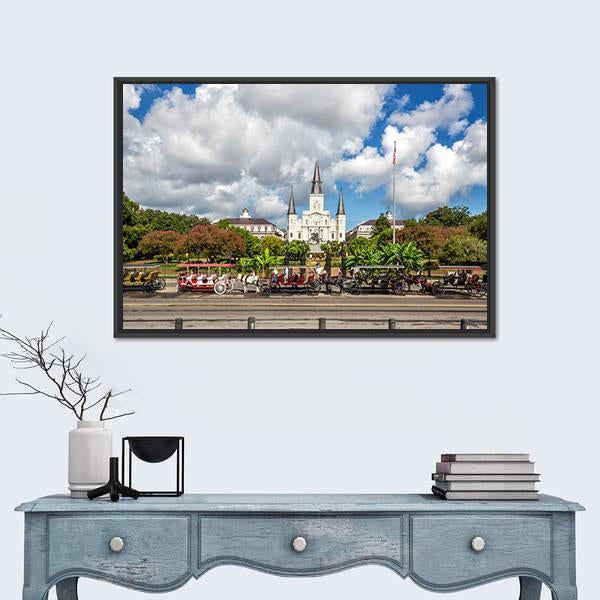 St. Louis Cathedral in the French Quarter Canvas Wall Art-1 Piece-Floating Frame-36" x 24"-Tiaracle