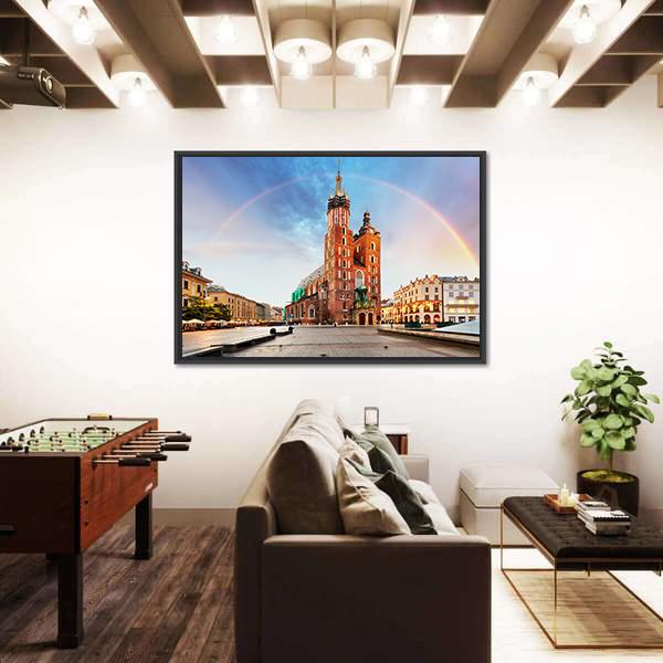 St Mary's Basilica In Krakow Canvas Wall Art-1 Piece-Floating Frame-36" x 24"-Tiaracle