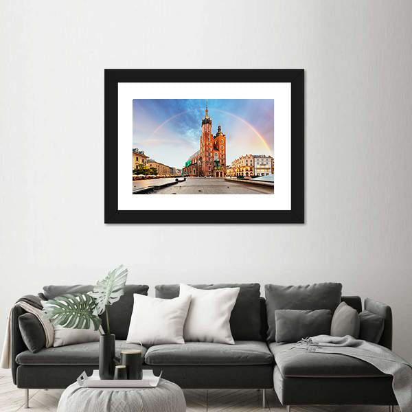 St Mary's Basilica In Krakow Canvas Wall Art-1 Piece-Framed Print-42" x 14"-Tiaracle