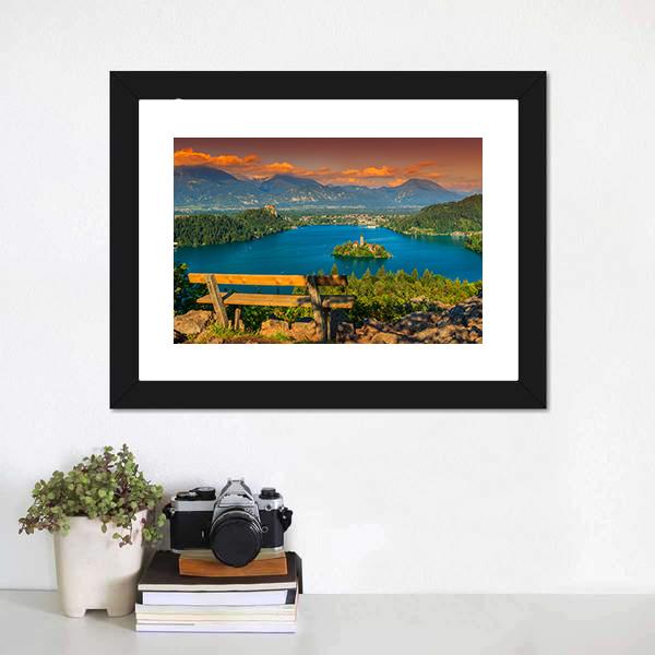 St Mary's Church In Lake Bled Canvas Wall Art-1 Piece-Framed Print-20" x 16"-Tiaracle